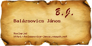 Balázsovics János névjegykártya
