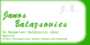 janos balazsovics business card